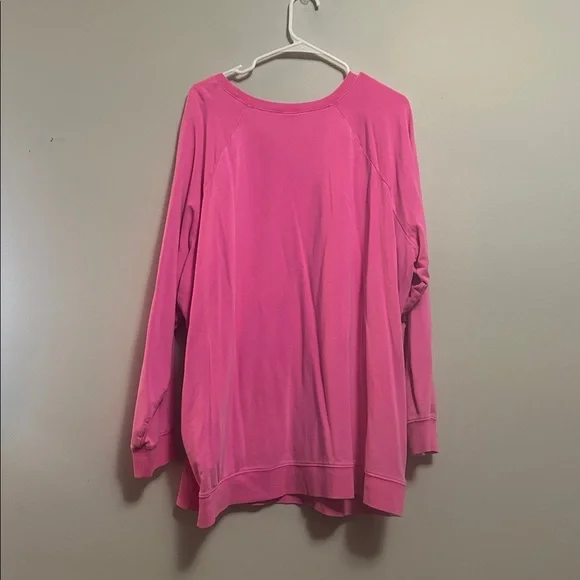Torrid Hot Pink Classic Fit Ultra Soft Fleece Crew Neck Raglan Sweatshirt Size 3 - Picture 5 of 5